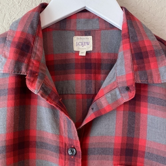 J. Crew Factory The Perfect Plaid Shirt Gray Red - Picture 3 of 12